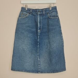 Vintage 70s Levi’s Orange Tab A-Line Jean Skirt Womens Size 7 Western Blue Denim